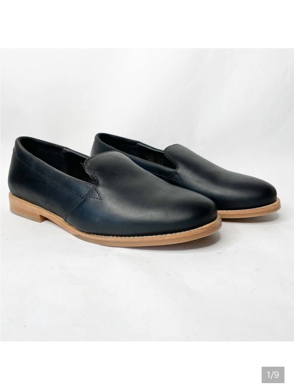 Portland Leather Patina Black Leather Rounded Leather loafer 8.5